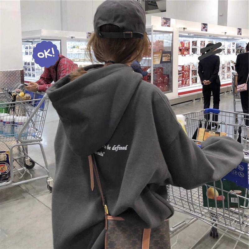 純棉連帽衛衣女加絨加厚秋冬2023新款設計感小眾chic港風學生上衣