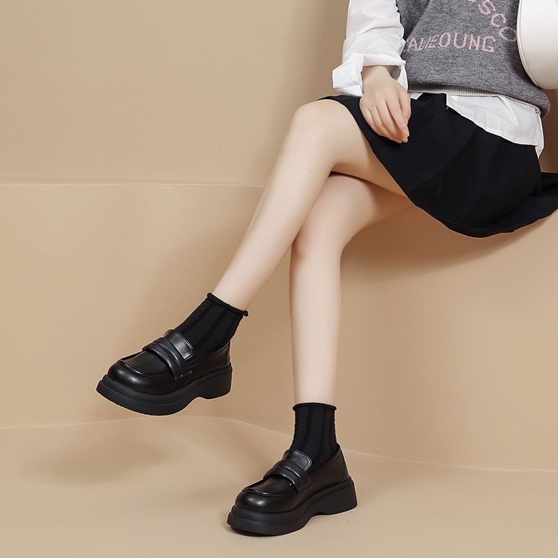 跃臣乐福鞋女鞋子新款2023春秋季爆款黑色JK洛丽塔软底单鞋小皮鞋