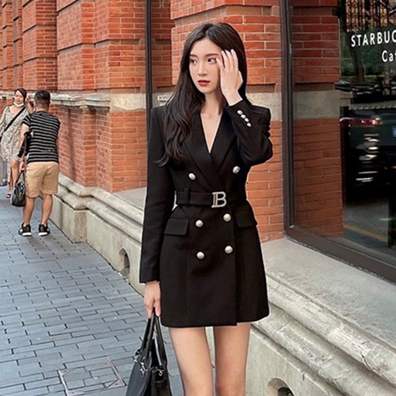 Temperament suit dress for women  spring and autumn new style French light mature style small waist waist Western style suit jacket