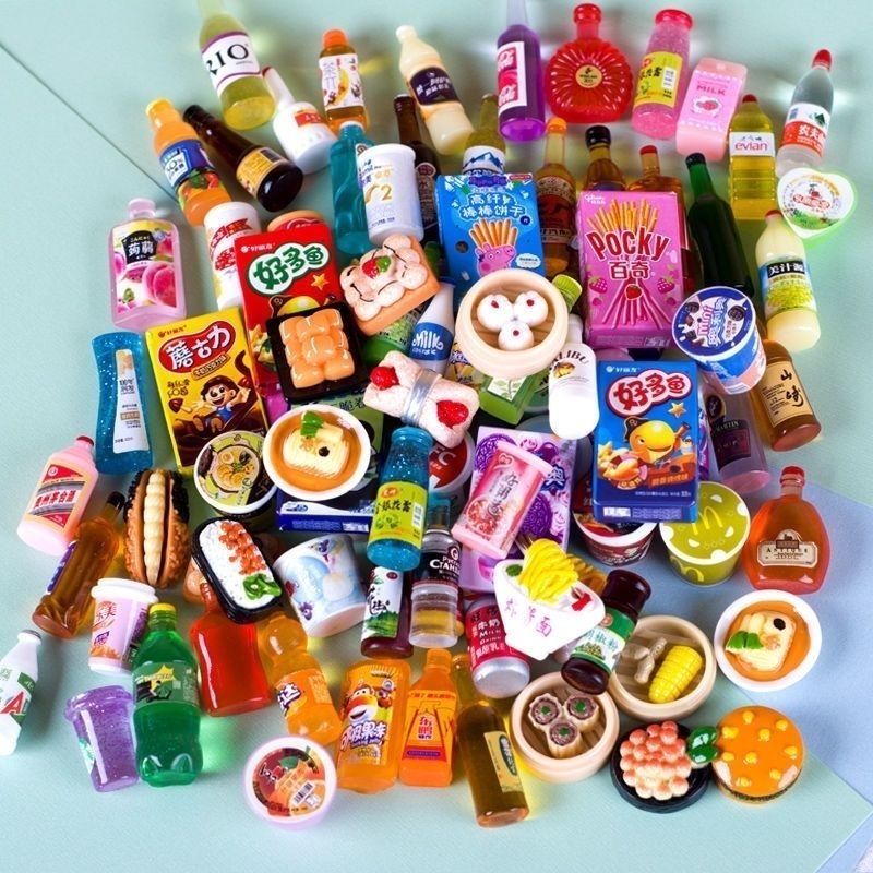 微缩迷你超市便利店仿真食玩diy过家家玩具树脂酒瓶配件食物摆件