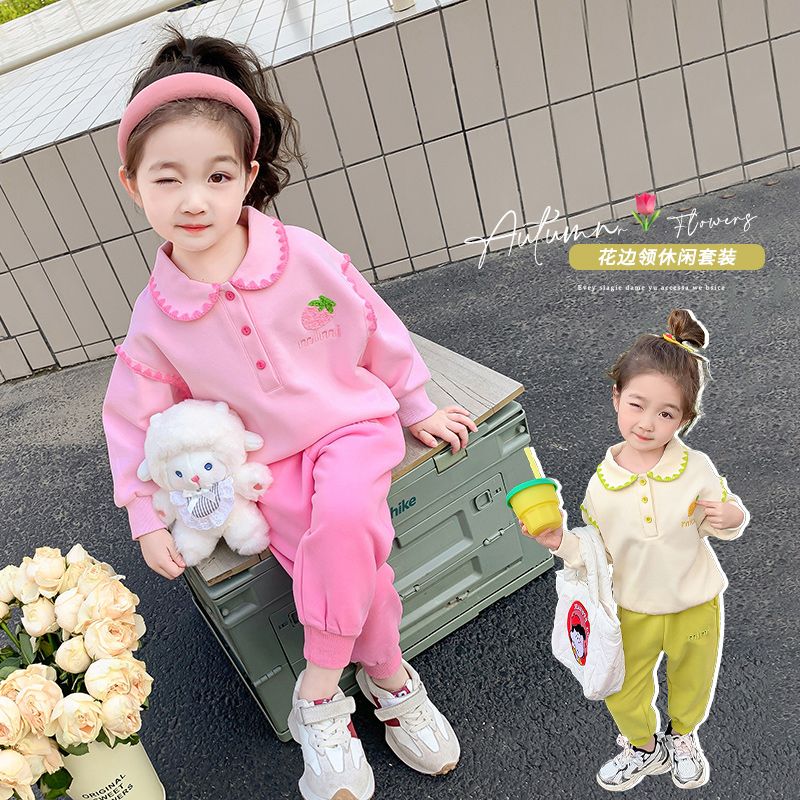 女童加絨衛衣套裝2023新款潮童裝洋氣兩件套兒童韓版女寶寶春秋裝