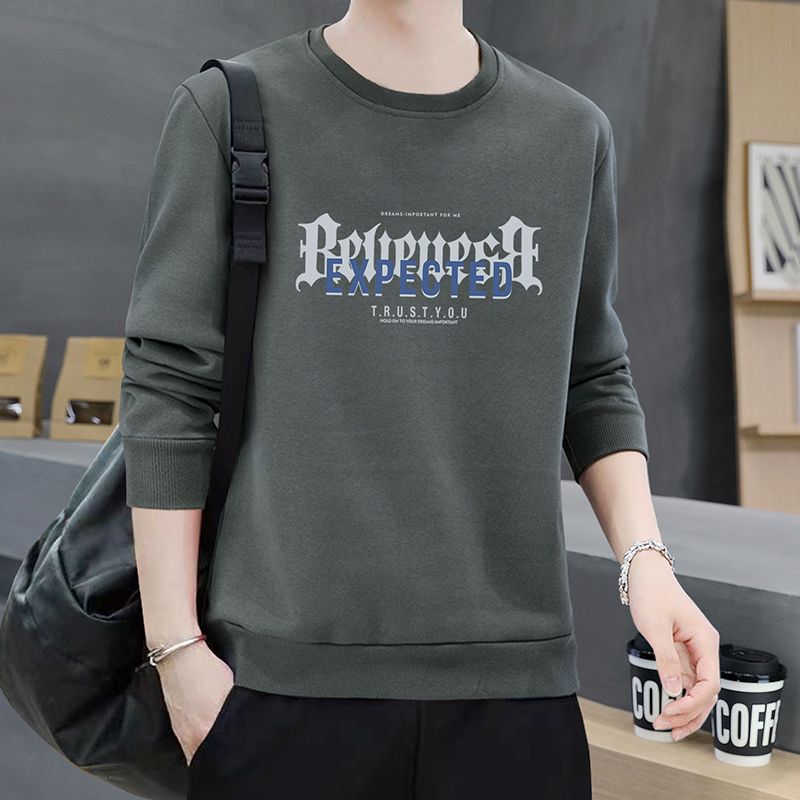 Men's new sweatshirt men's long-sleeved round neck printed long-sleeved T-shirt men's autumn and winter tops pullover sweatshirt for men