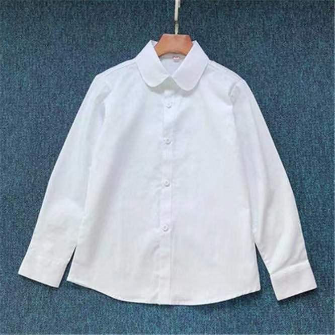 儿童白色衬衫男童衬衫女童白衬衣棉春夏款长短袖中童校服