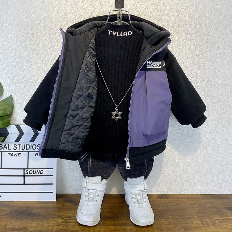 男童秋冬季棉衣2023新款洋氣兒童加厚外套時髦寶寶冬裝派克服上衣