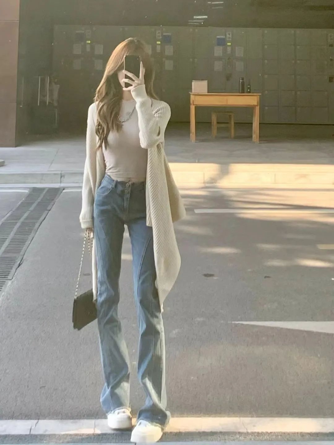 美式復古微喇牛仔褲女秋冬新款高腰修身顯瘦設計感拖地馬蹄褲子潮