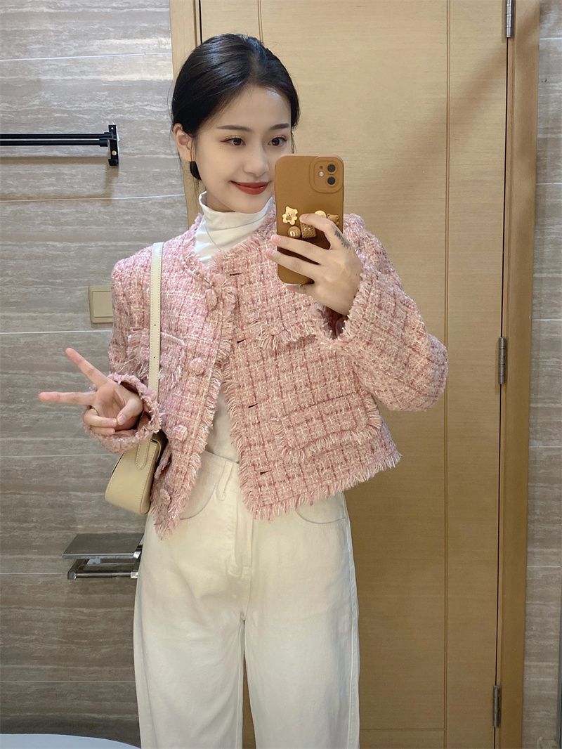 Sweet, age-reducing, fragrant style short coat for women, spring and autumn fashion, new style, niche texture, ladylike style top