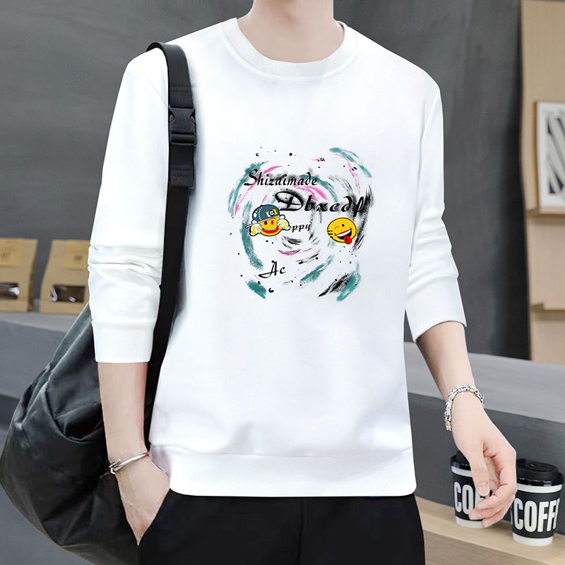 New men's sweatshirts, men's long-sleeved round neck printed long-sleeved T-shirts for men, autumn and winter tops, pullover sweatshirts for men