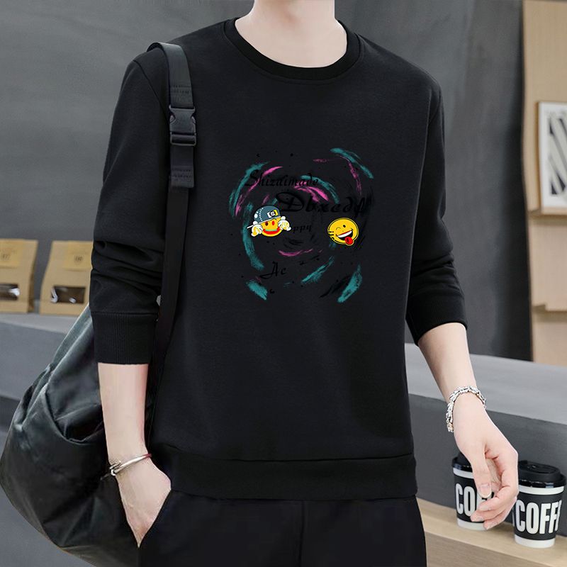 New men's sweatshirts, men's long-sleeved round neck printed long-sleeved T-shirts for men, autumn and winter tops, pullover sweatshirts for men