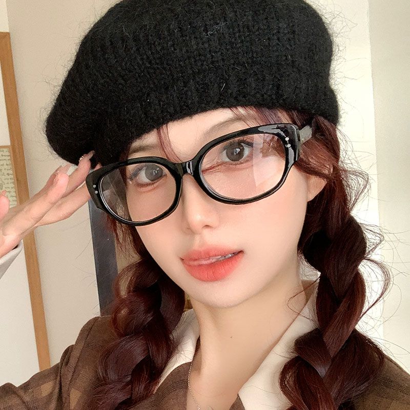 American ins style cat-eye glasses for women without makeup, high-end hot girls with square and round faces, thin myopia eye frames