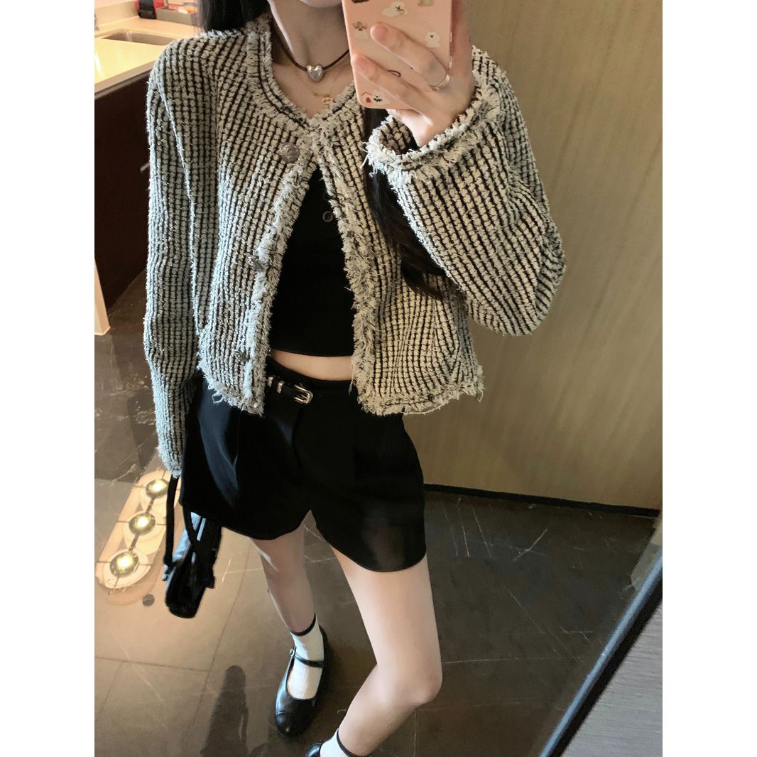 Xiaoxiangfeng jacket for women 2023 autumn and winter new style French style high-end fashionable versatile short long-sleeved top