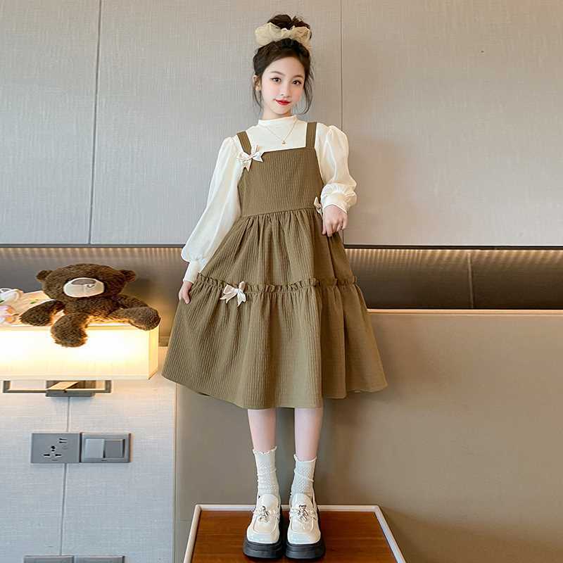 Girls' Dresses Spring and Autumn  New Children's Korean Style Princess Dresses for Girls and Older Children for Autumn Vacation Two Pieces