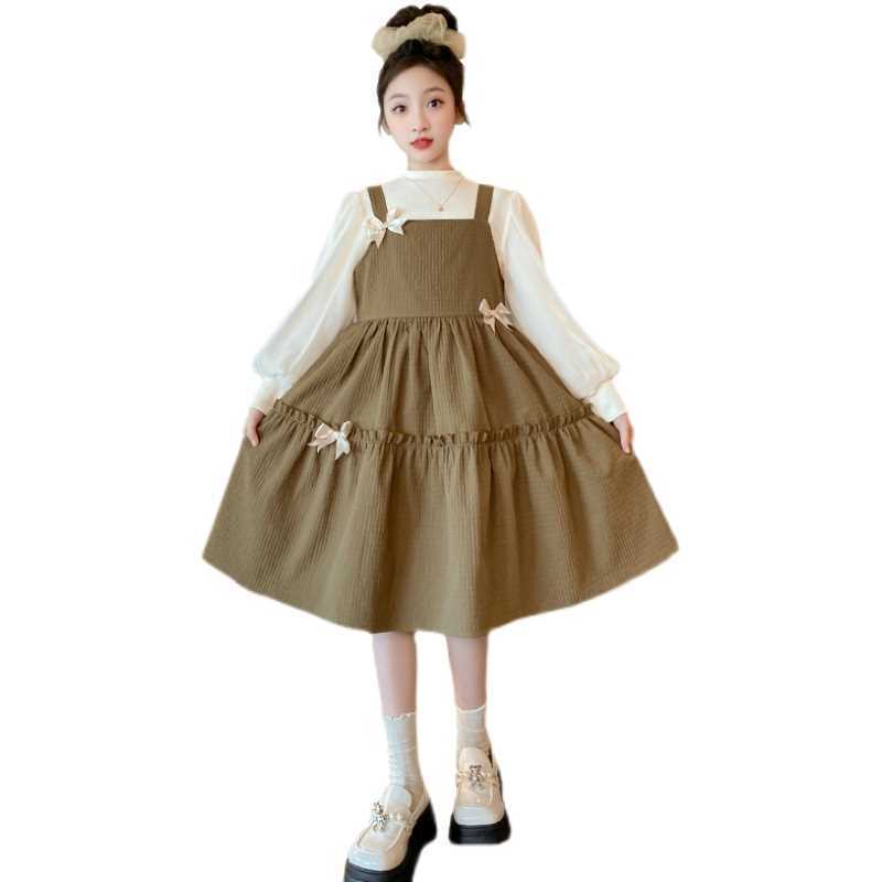 Girls' Dresses Spring and Autumn  New Children's Korean Style Princess Dresses for Girls and Older Children for Autumn Vacation Two Pieces