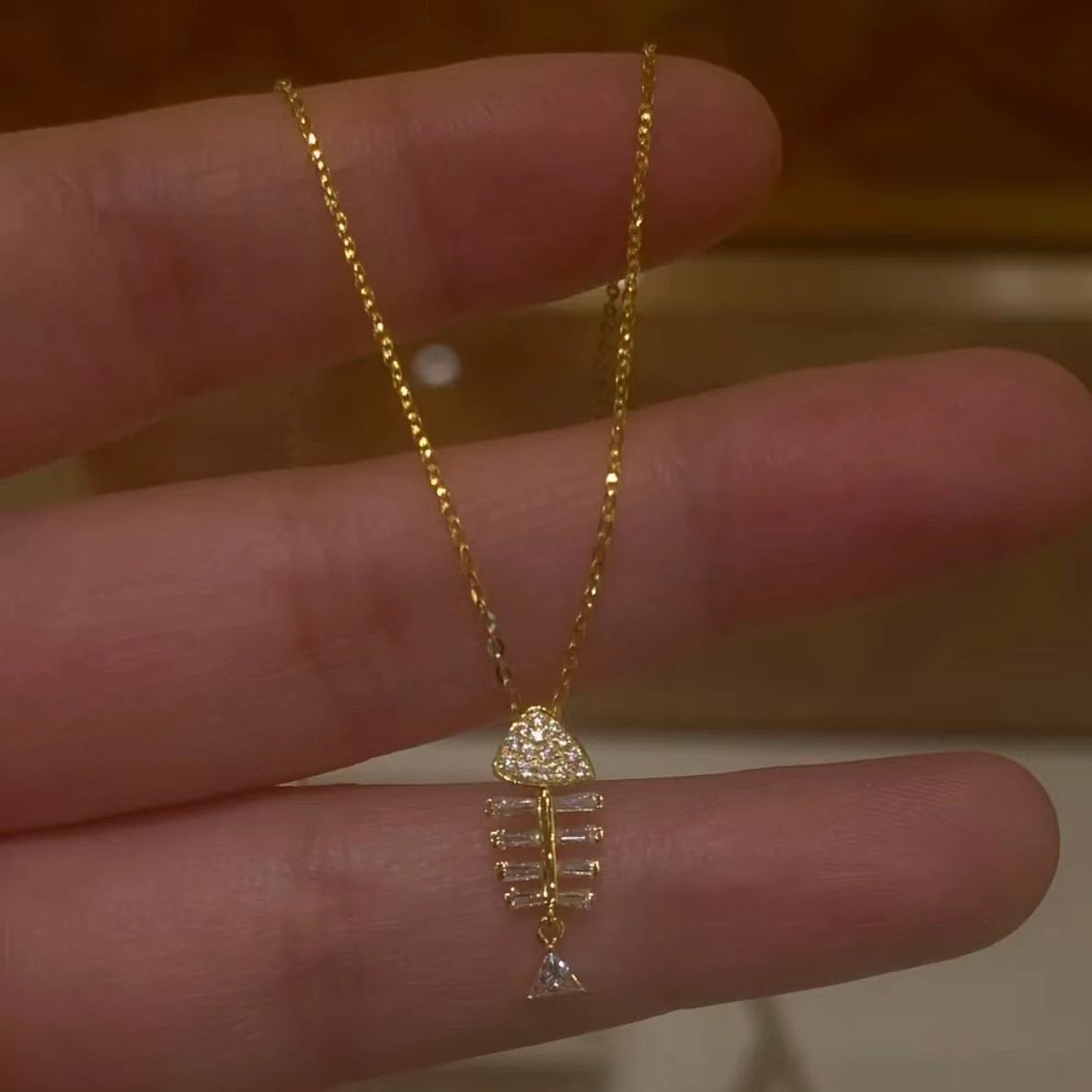 New Fish Bone Necklace For Women S925 Silver Ins Light Luxury Niche Design Simple Collarbone Sweater Chain Birthday Gift_voghion.com