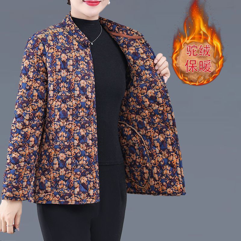 媽媽駝絨棉半袖棉襖女加厚中老年人馬甲棉衣奶奶秋冬中袖棉服外套