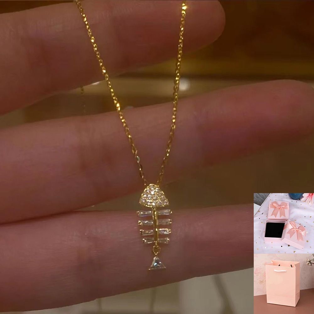New Fish Bone Necklace For Women S925 Silver Ins Light Luxury Niche Design Simple Collarbone Sweater Chain Birthday Gift_voghion.com