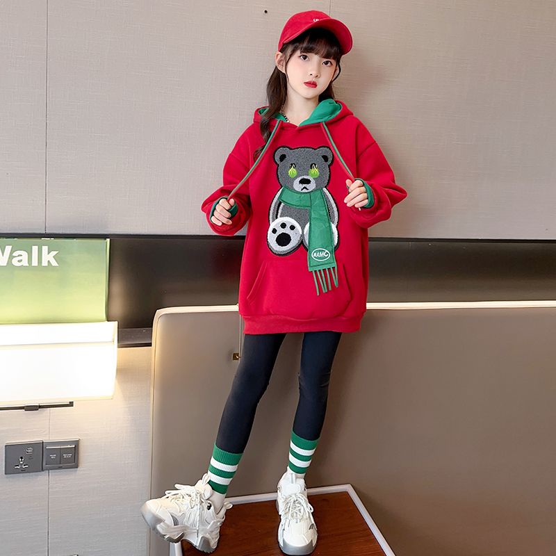 女童秋裝衛衣2023新款兒童女大童秋冬加絨上衣洋氣童裝女孩春秋潮