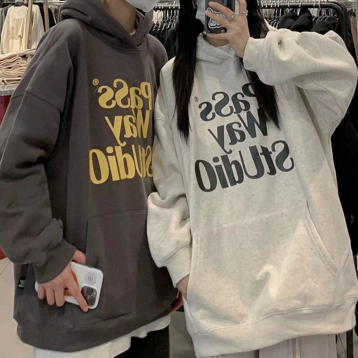 2023 Spring and Autumn Pullover Printed Hooded Sweatshirt for Women American Retro Loose Casual Slim Long Sleeve Top