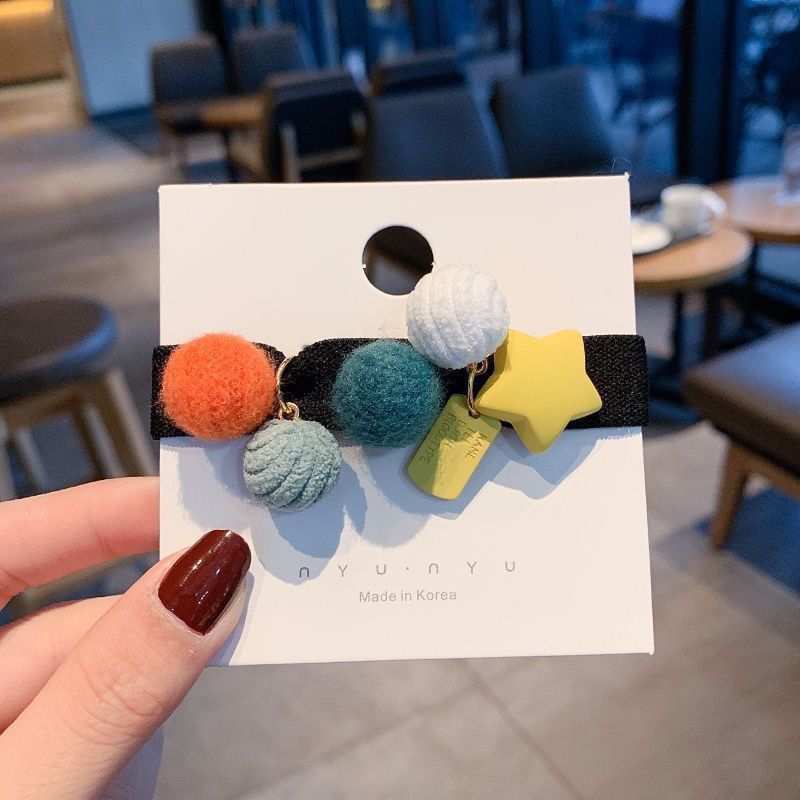 Trendige, süße, runde Haarspange mit fünfzackigem Stern, vielseitig für Mädchen, mit Gummiband, Kordel, Haaraccessoire_voghion.com
