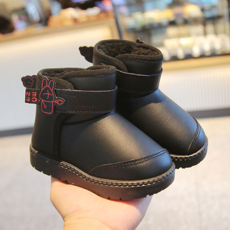 加绒女童雪地靴冬季新款2023防水加厚宝宝棉鞋男孩短靴小中筒保暖