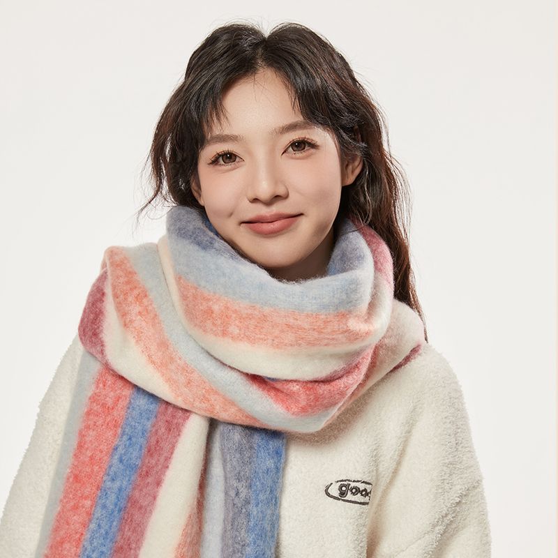 Hongxing Erke women's cashmere long  version thick warm scarf plaid shawl versatile autumn and winter_voghion.com