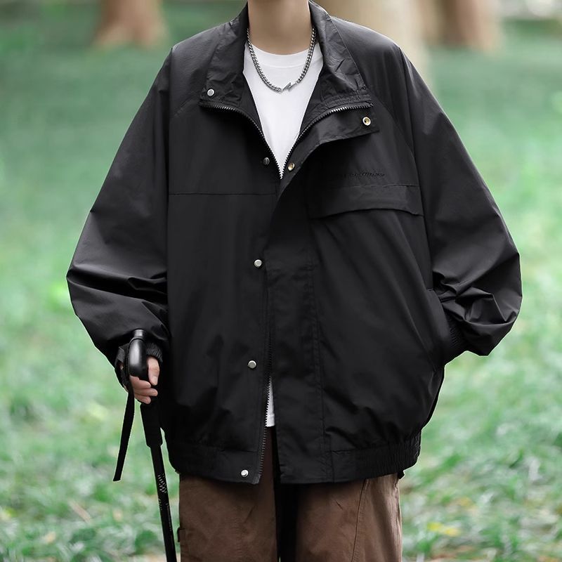 日系美式工裝夾克男士春秋季防風立領衝鋒衣潮牌百搭寬鬆休閒外套