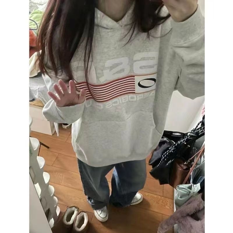 美式復古連帽衛衣女款春秋冬季加絨加厚小眾寬鬆學生長袖上衣女潮