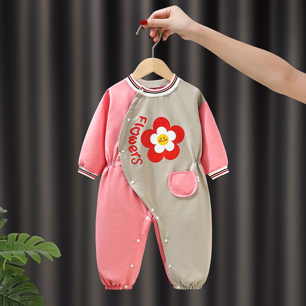 新款宝宝罩衣爬行服婴儿一体护衣儿童连体全身防水防脏爬爬服