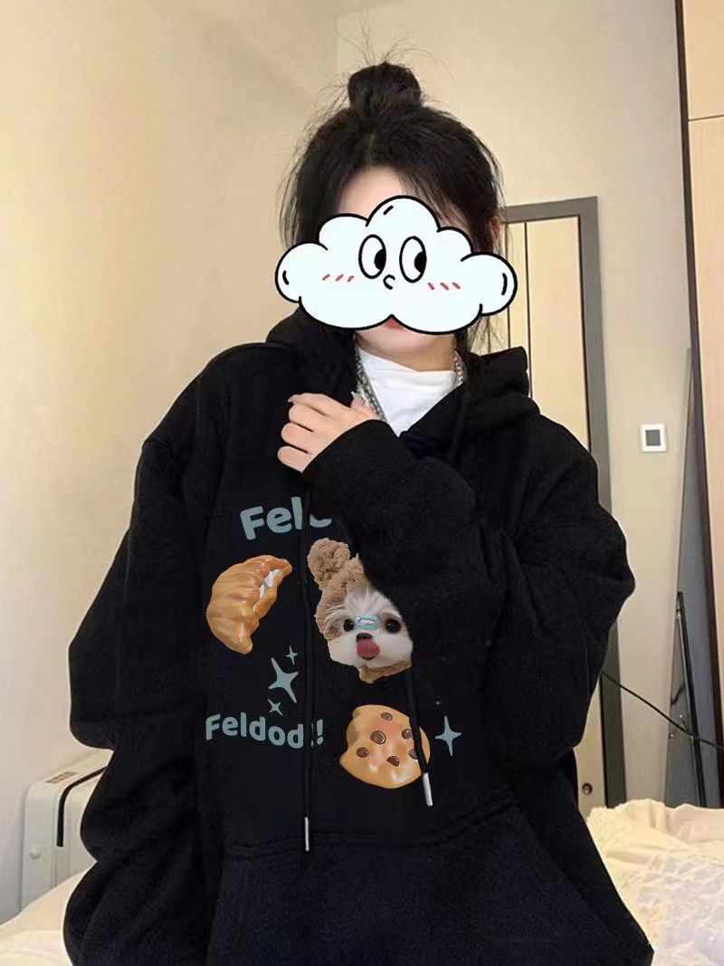 秋冬季高級感潮牌百搭加絨連帽衛衣女ins潮街頭中長款小眾長袖上