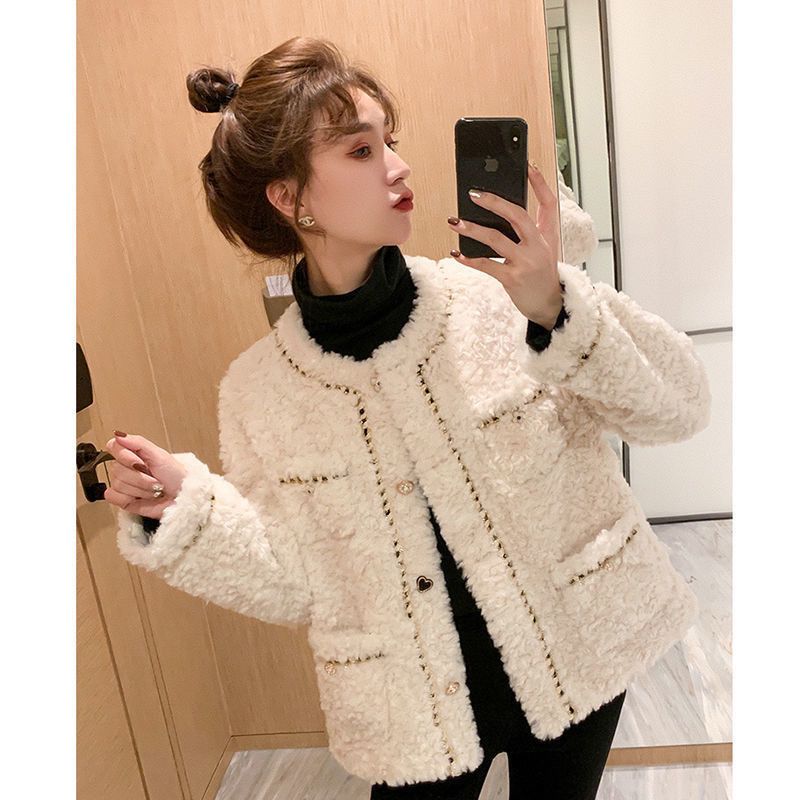 2023 new autumn and winter lamb velvet women's short style small versatile thickened high-end young style fur coat