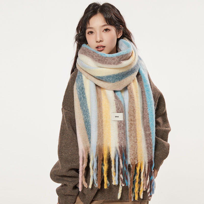 Hongxing Erke women's cashmere long  version thick warm scarf plaid shawl versatile autumn and winter_voghion.com