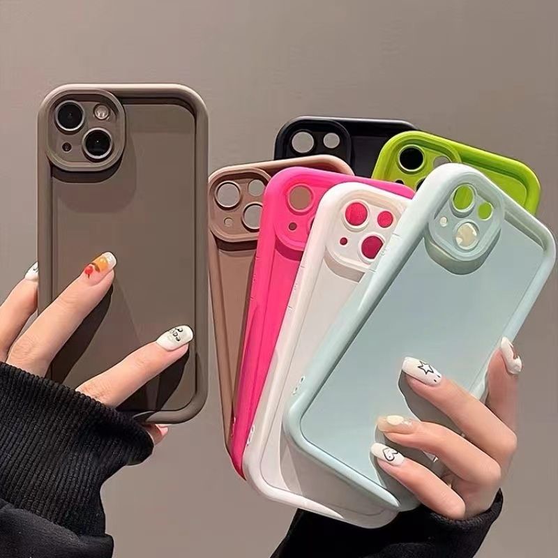 Ins Skin Texture Solid Color Matte iPhone 15 14/13 Promax Phone Case 12/11 Fine Hole XS/XR_voghion.com
