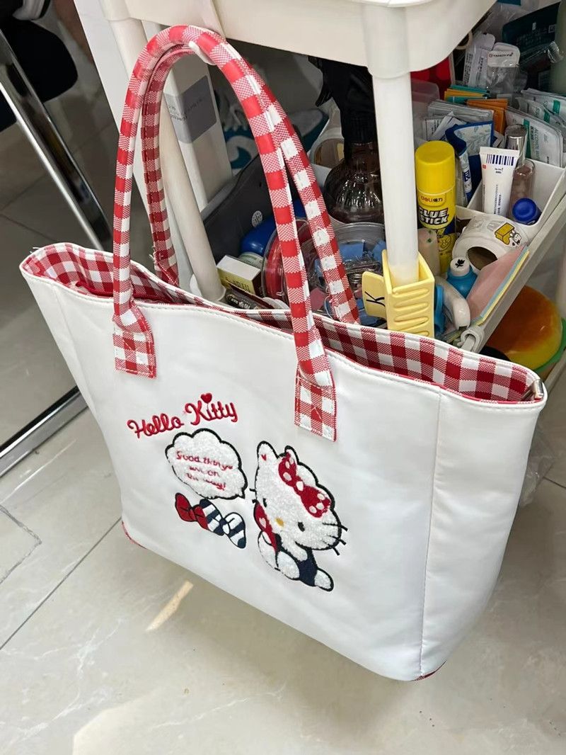 2023新款秋冬刺繡HelloKitty托特包可愛甜妹精緻軟皮單肩手提包