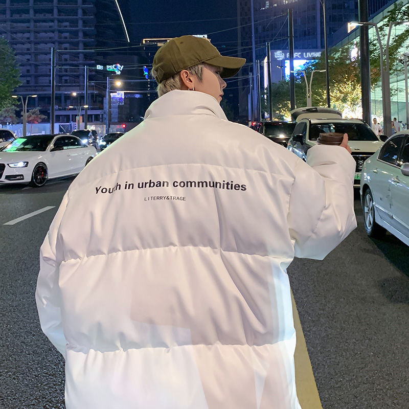 pu皮棉服外套男2023冬季新款麵包服美式港風立領棉襖ins加厚棉衣