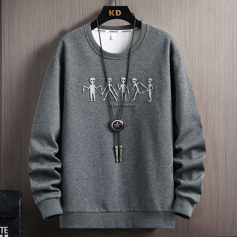 Men's sweatshirts, men's long-sleeved round neck printed long-sleeved T-shirts for men, autumn and winter trendy tops, pullover sweatshirts for men