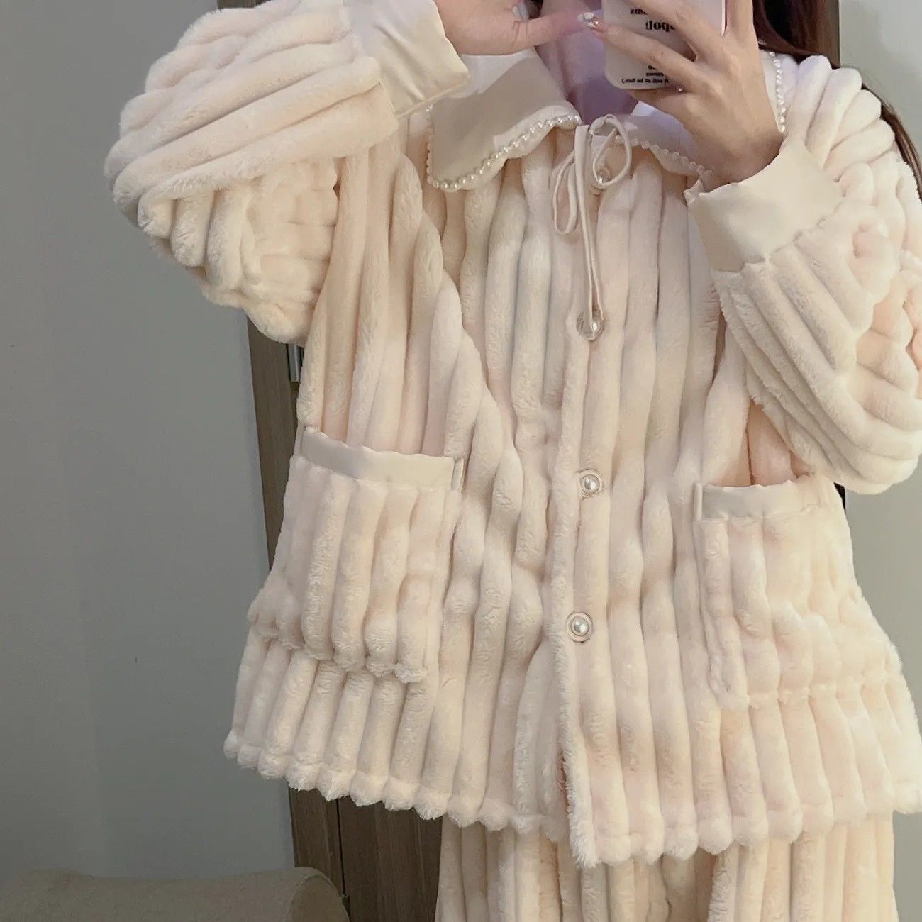 2023年新款睡衣女秋冬季珊瑚絨加厚加絨冬天保暖法蘭絨家居服套裝