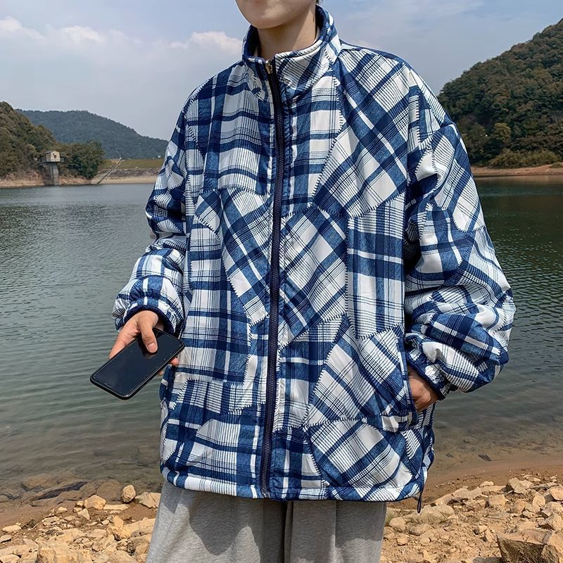 兩面穿棉衣男秋冬季日系寬鬆立領羊羔毛外套潮牌ins百搭情侶棉服