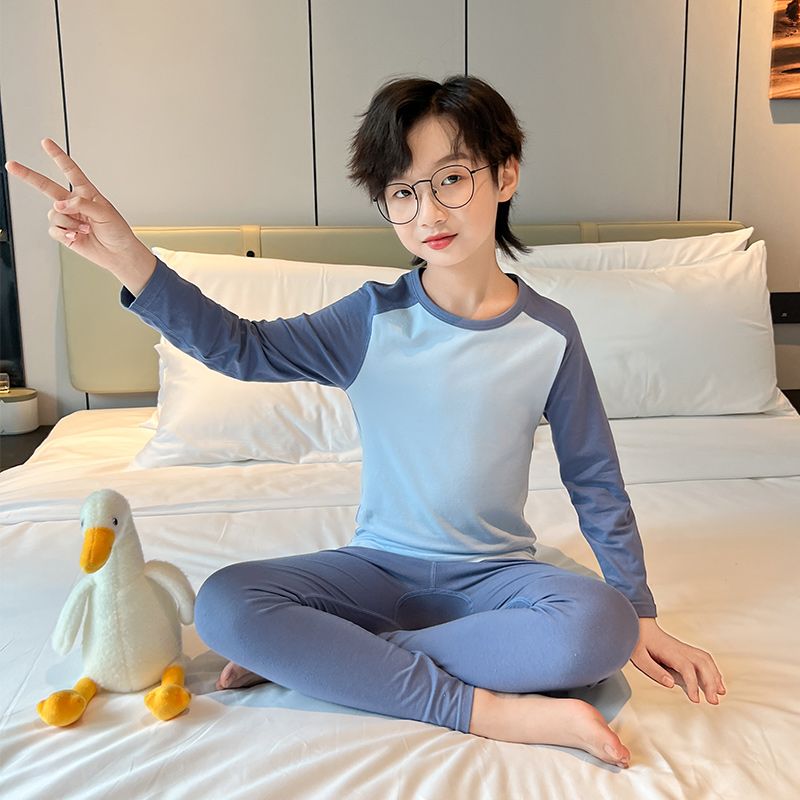 男童家居服睡衣套裝兒童裝中大童長袖保暖內衣秋冬款德絨秋衣秋褲