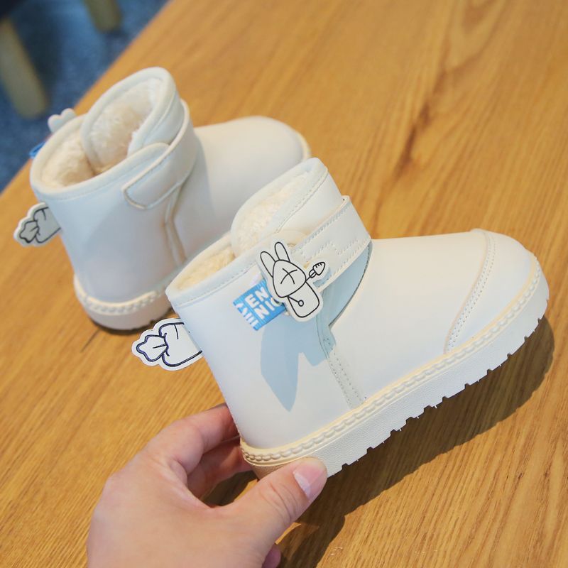 加绒女童雪地靴冬季新款2023防水加厚宝宝棉鞋男孩短靴小中筒保暖