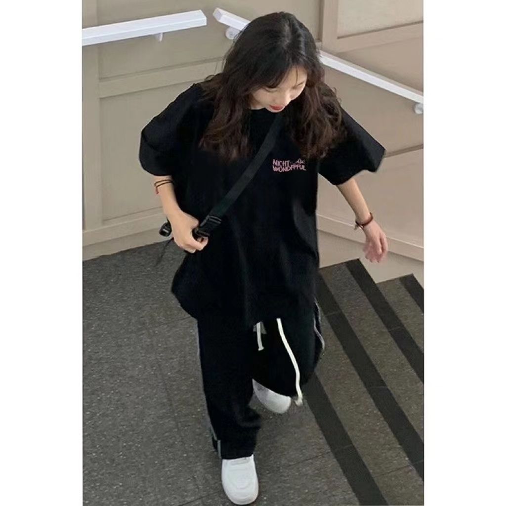 國潮純棉短袖夏季新款潮牌t恤女寬鬆oversize港風情侶裝打底衫潮