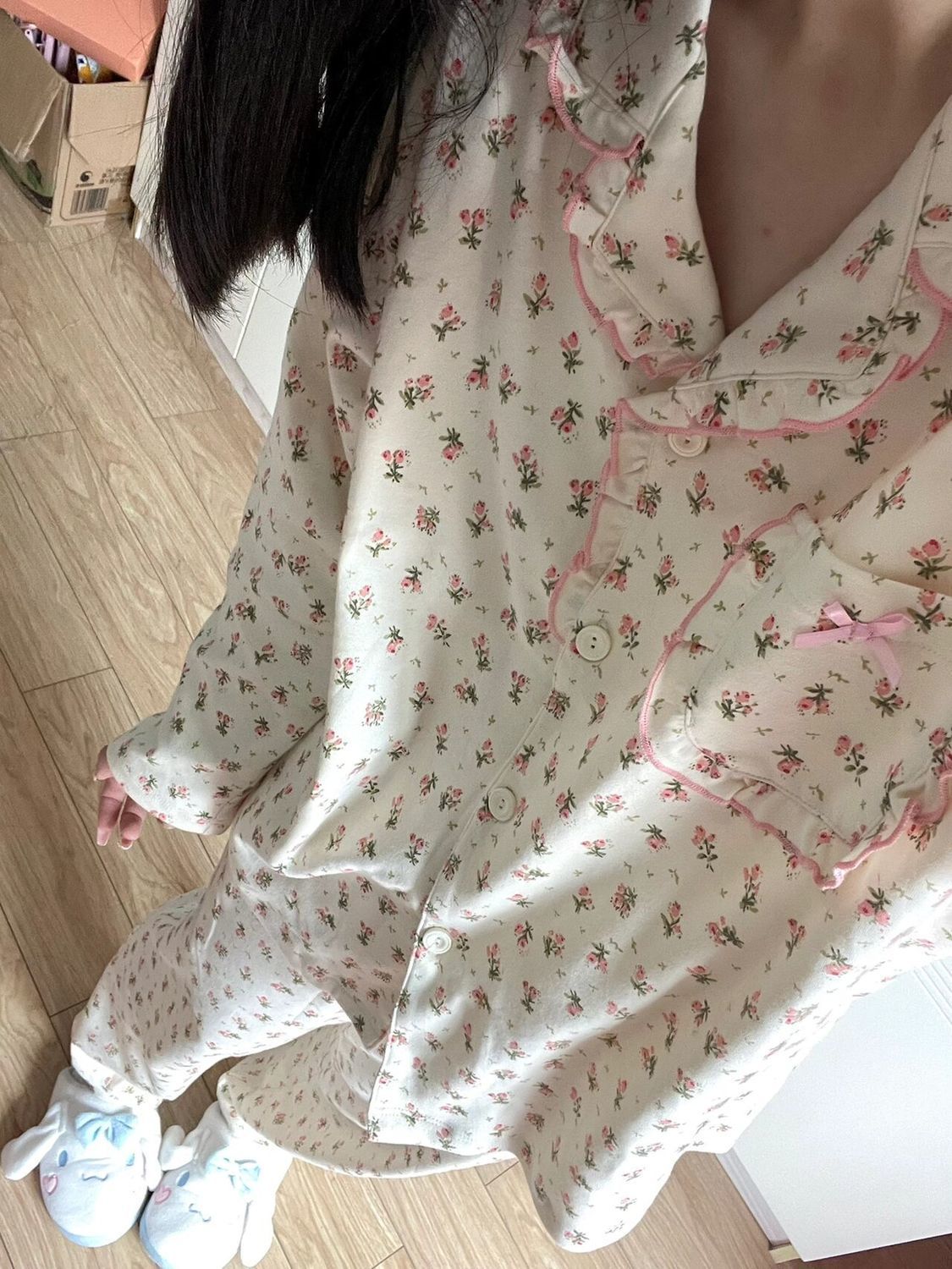 甜美碎花睡衣女春秋季新款ins少女網紅風學生長袖長褲家居服套裝