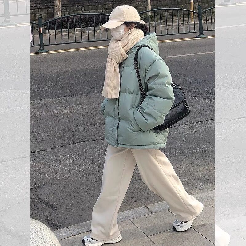 2023新款洋氣獨特别致綠色麵包服棉服女冬季顯瘦上衣輕熟法式小眾