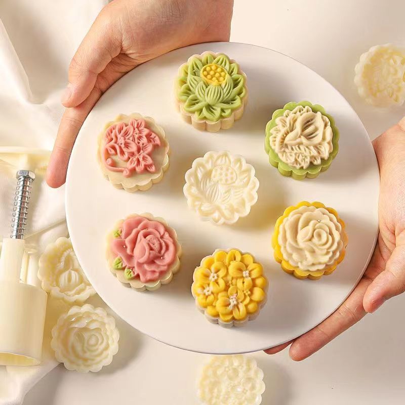 月饼模具手压式家用冰皮绿豆糕新款食品级压花型烘焙商用模具