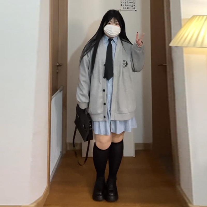 大碼胖MM衛衣外套裝襯衣長袖連衣裙女秋季顯瘦搭配學妹風兩件套裙