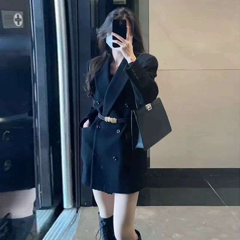 High-end suit dress for women autumn and winter 2023 new temperament slim and high-end small thickened suit jacket