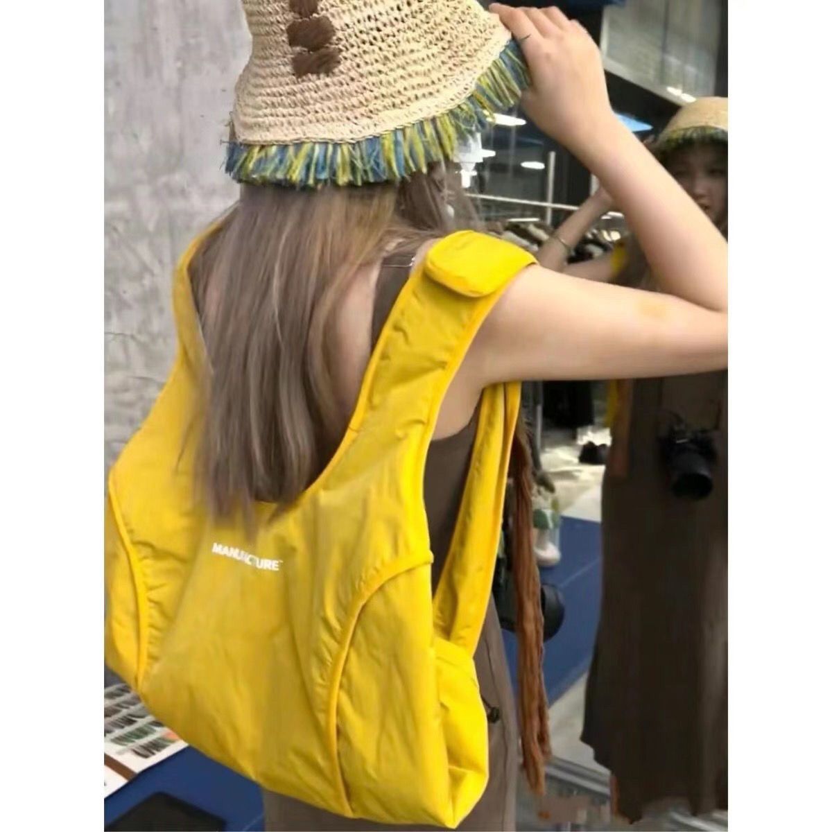 女2023秋多用式可愛超薄小輕環保購物袋尼龍雙肩包背包創意包包