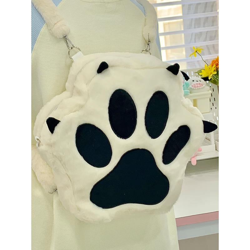 日系ins可愛貓爪卡通書包軟妹少女心單肩背包甜美學生毛絨雙肩包