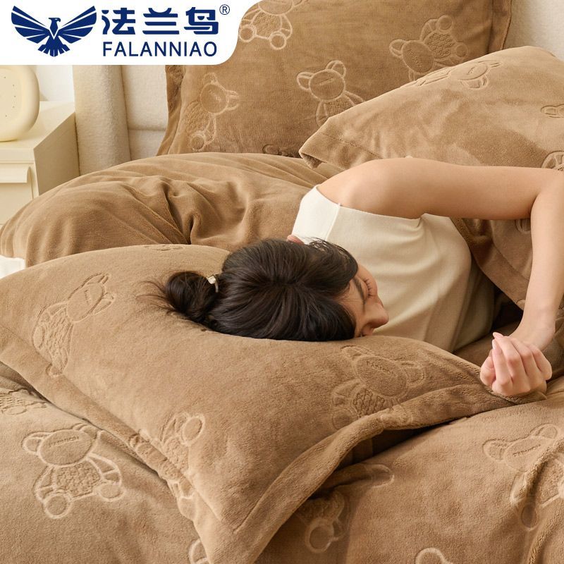 牛奶绒枕套一对装秋冬季珊瑚绒枕巾单人枕头套48x74cm单个枕芯套