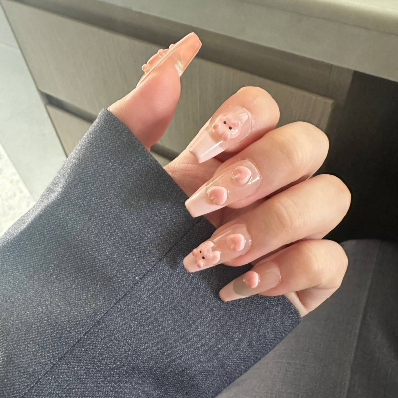 手工穿戴甲元氣少女小香豬粉紅可愛學生純欲風可拆卸成品甲片新款