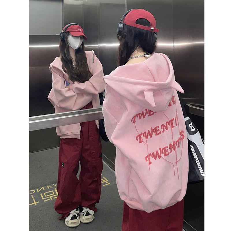 衛衣女2023新款爆款加絨外套長袖2023新款外套韓系慵懶風厚秋冬
