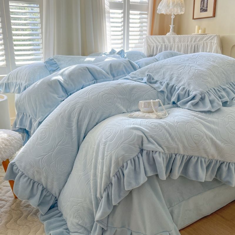 冬季加厚牛奶绒四件套法兰绒床上床笠加绒床品珊瑚绒双面被套床单